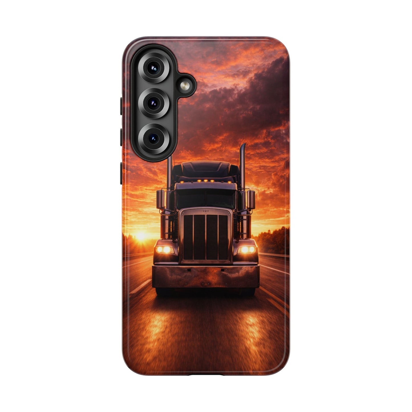 Big Rig Truck Phone Case Sunset Highway Semi Truck iPhone Samsung Cover