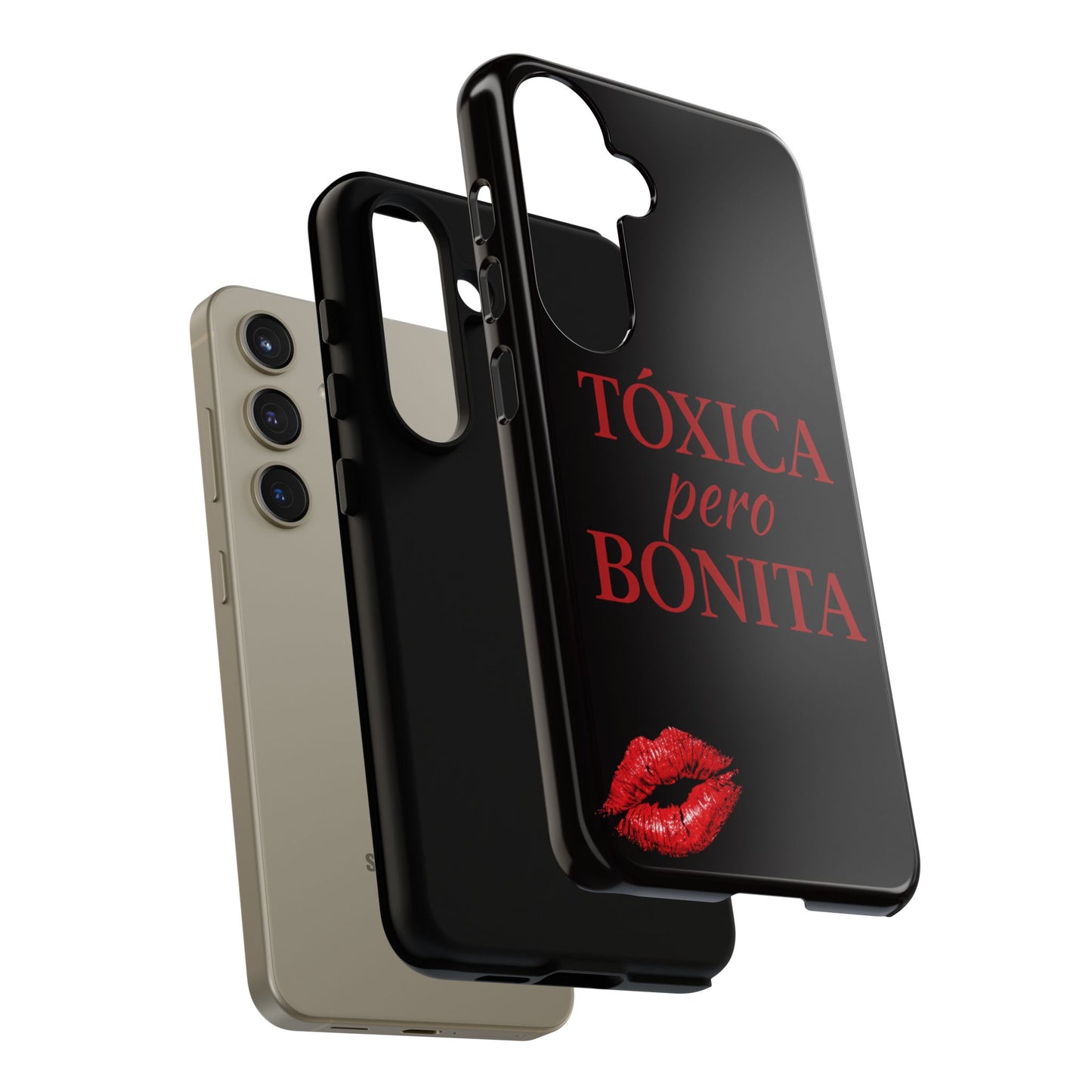 Toxica Pero Bonita Phone Case, Latina Quote Case, Red Lips Aesthetic, Spanish Saying Case, Trendy Tough Cover