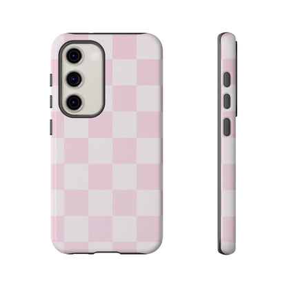 Light Pink Checkerboard Phone Case | Pastel Aesthetic Checkered iPhone & Samsung Tough Case