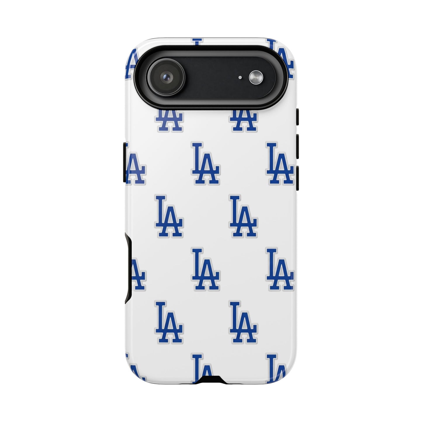 Blue LA Monogram Pattern Phone Case | Minimal Baseball Inspired Tough Cover