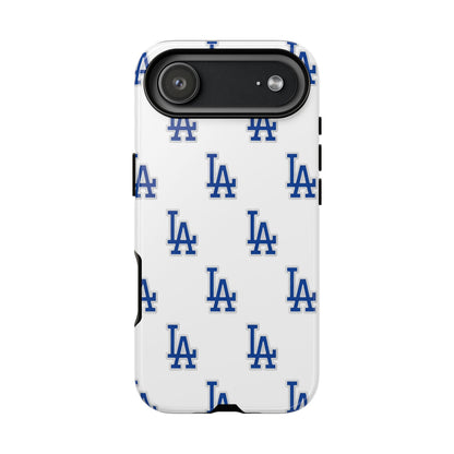 Blue LA Monogram Pattern Phone Case | Minimal Baseball Inspired Tough Cover