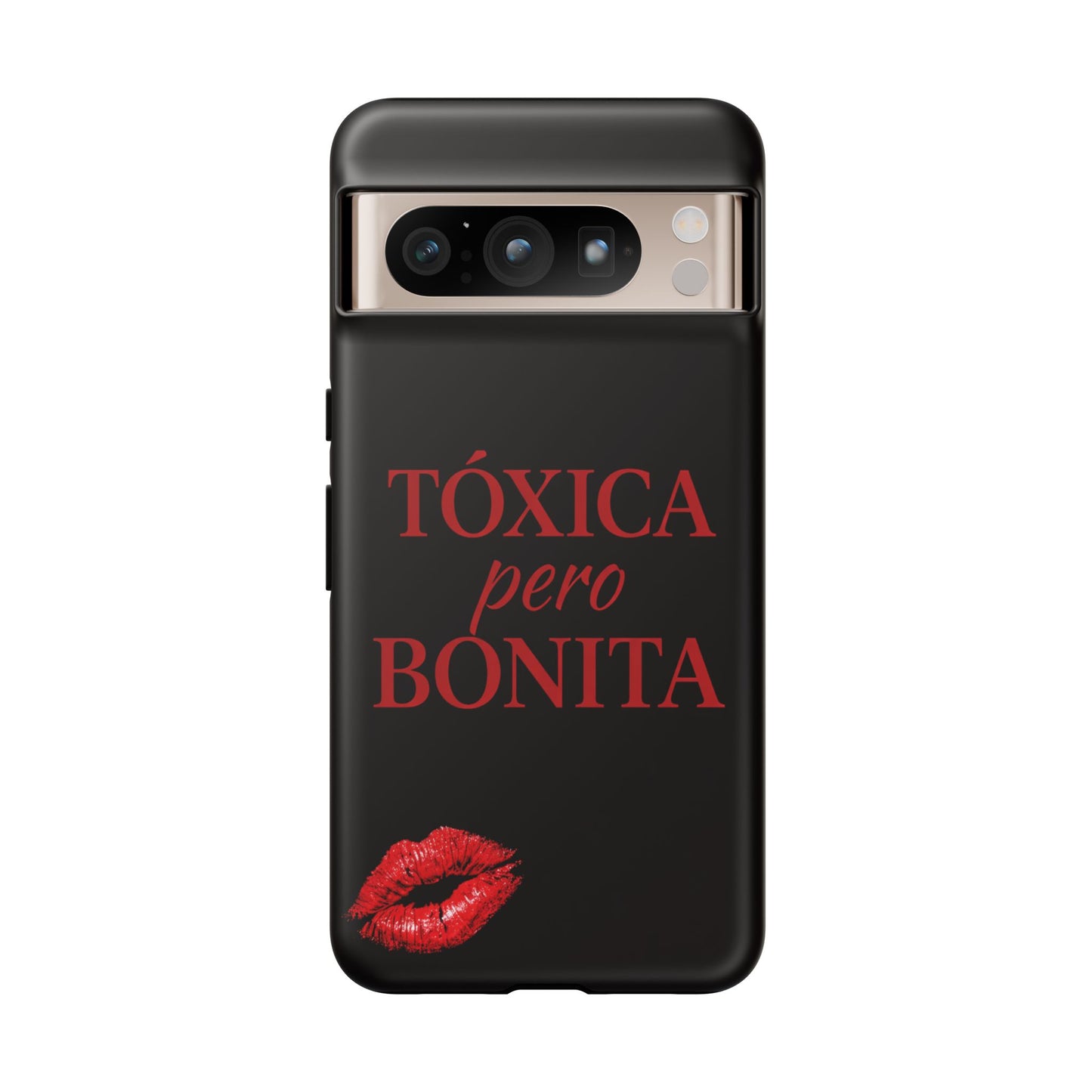 Toxica Pero Bonita Phone Case, Latina Quote Case, Red Lips Aesthetic, Spanish Saying Case, Trendy Tough Cover