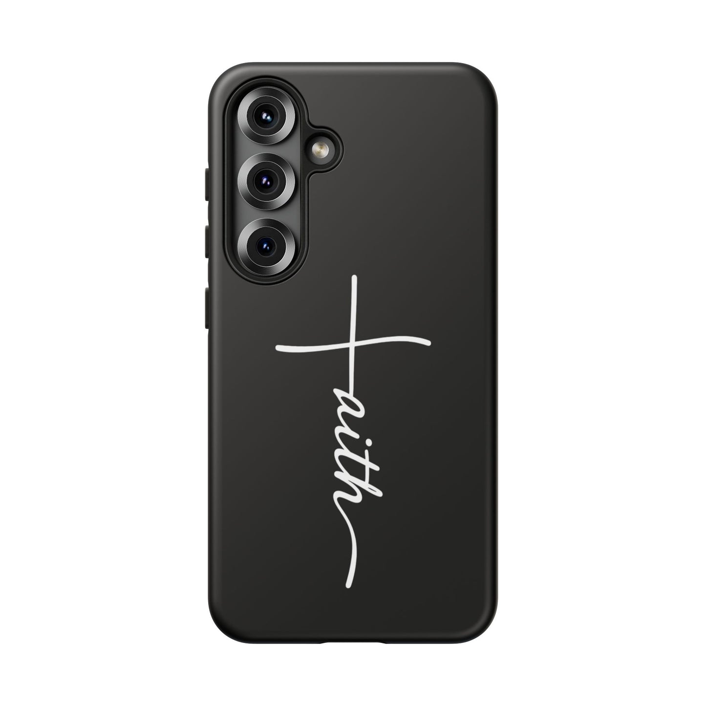 Faith Cross Phone Case, Christian Aesthetic Minimalist Black Matte Case, Religious Gift iPhone Samsung Cover