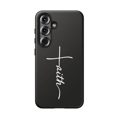 Faith Cross Phone Case, Christian Aesthetic Minimalist Black Matte Case, Religious Gift iPhone Samsung Cover