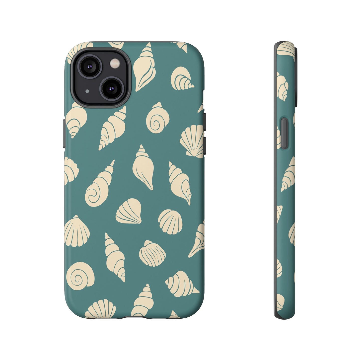 Seashell Pattern Phone Case | Teal Coastal Shells Tough Case for Iphone, Samsung Galaxy and Pixel