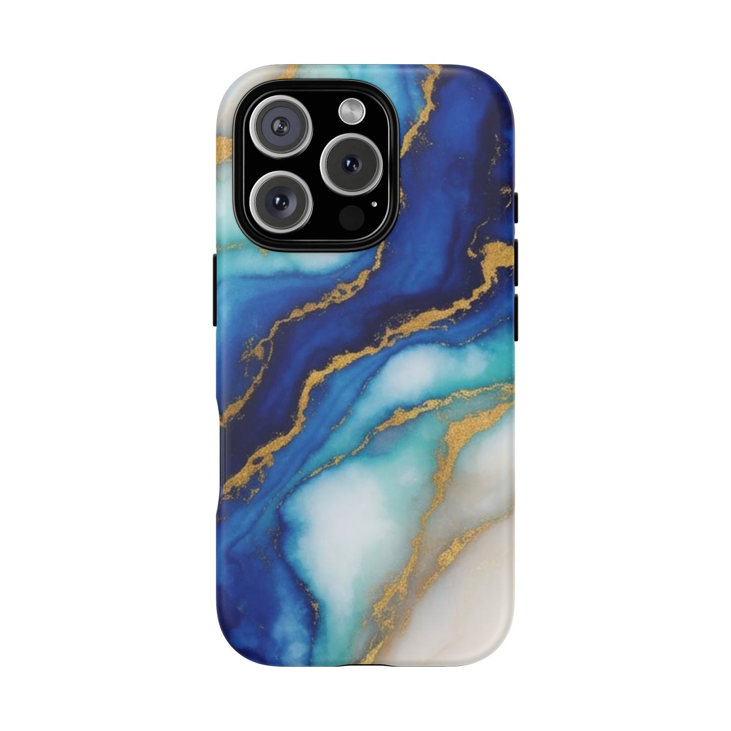 Blue & Gold Marble Phone Case – Luxury Resin Art Tough Case (iPhone, Samsung, Pixel)