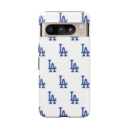 Blue LA Monogram Pattern Phone Case | Minimal Baseball Inspired Tough Cover