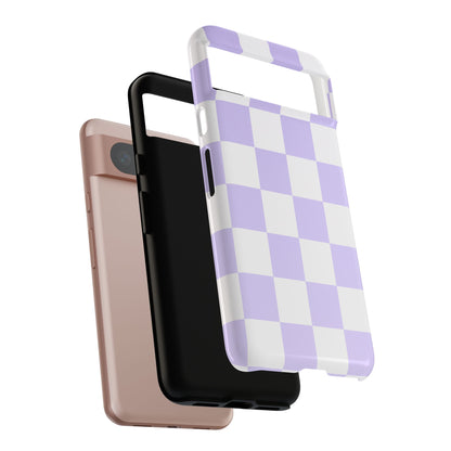 Lavender Checkerboard Phone Case | Pastel Aesthetic Checkered iPhone & Samsung Tough Case