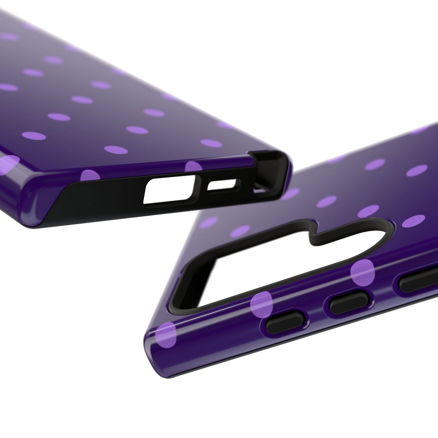 Purple Polka Dot Tough Phone Case – Cute Stylish Durable Protective Cover for Iphone, Samsung Galaxy and Pixel