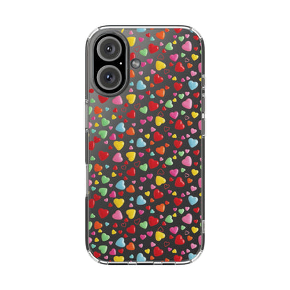 Colorful Heart Clear Phone Case | Impact-Resistant Valentine Aesthetic Case