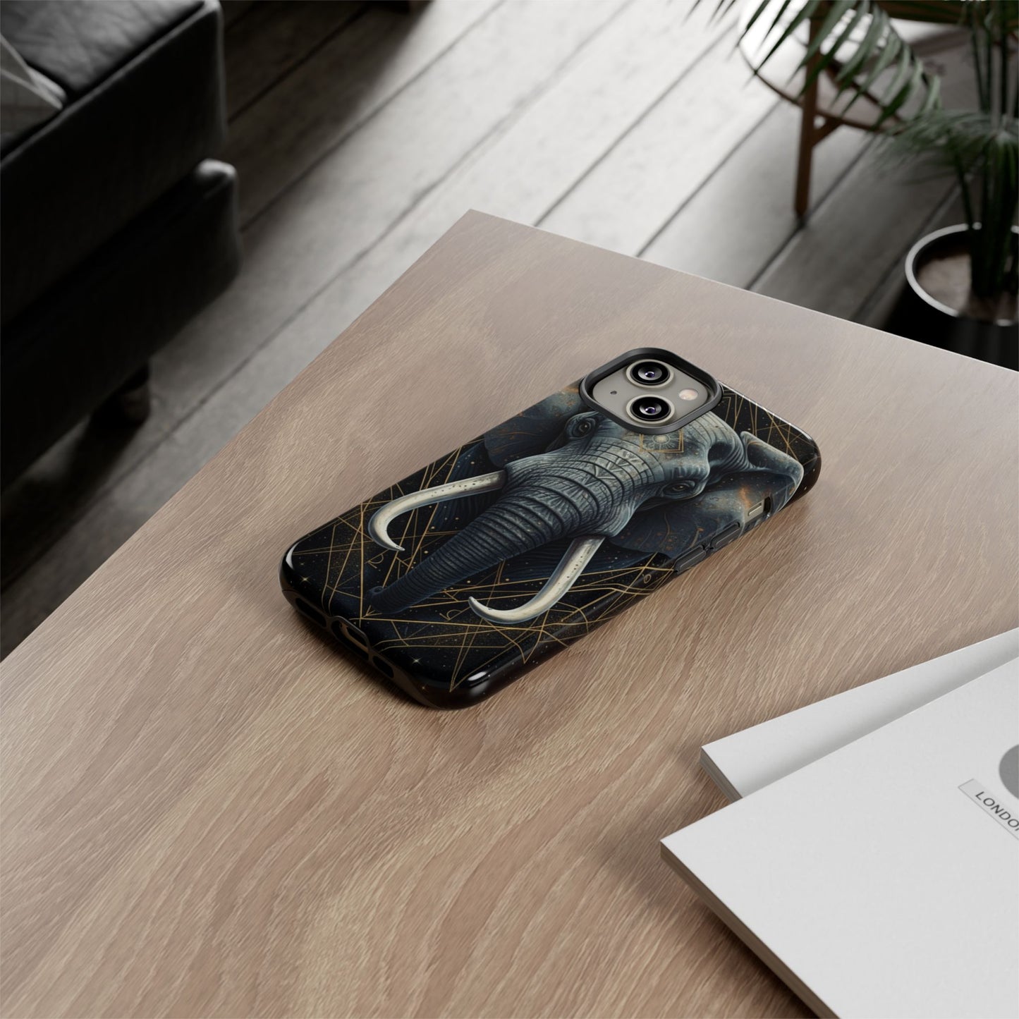 Elephant Mandala Phone Case – Black and Gold Spiritual Elephant Tough Protective Case