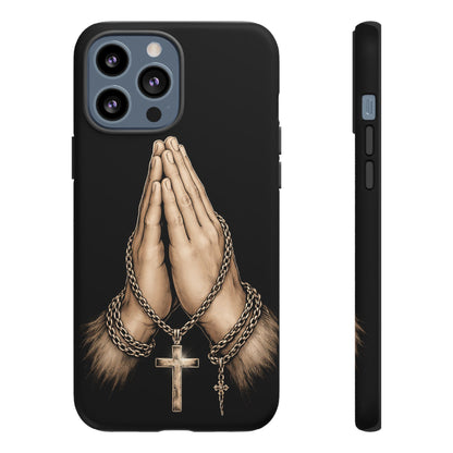 Praying Hands Cross Phone Case – Christian Faith Scripture Cover