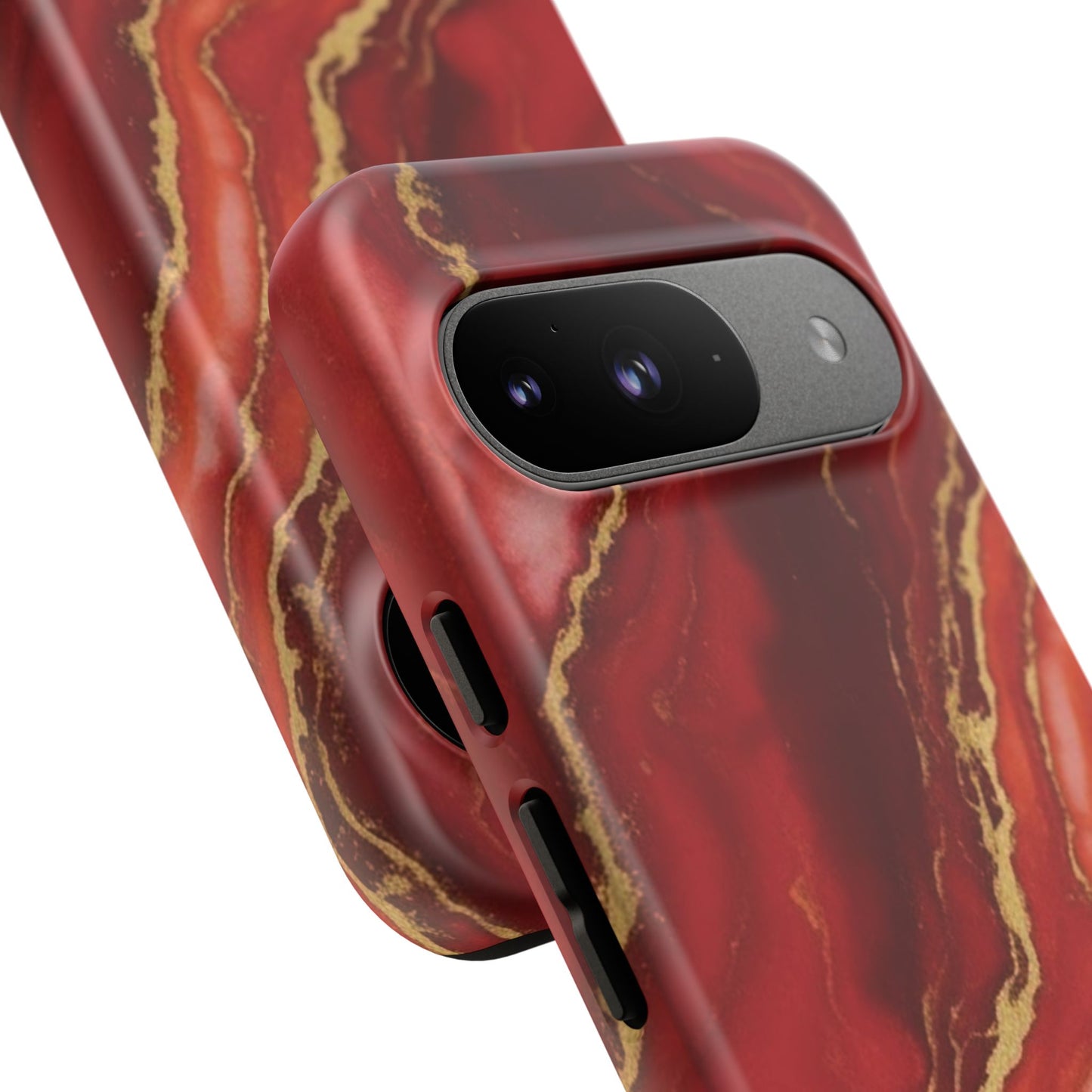 Red Agate Marble Phone Case – Gold Vein Luxury Stone Tough Case (iPhone, Samsung, Pixel)