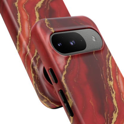 Red Agate Marble Phone Case – Gold Vein Luxury Stone Tough Case (iPhone, Samsung, Pixel)