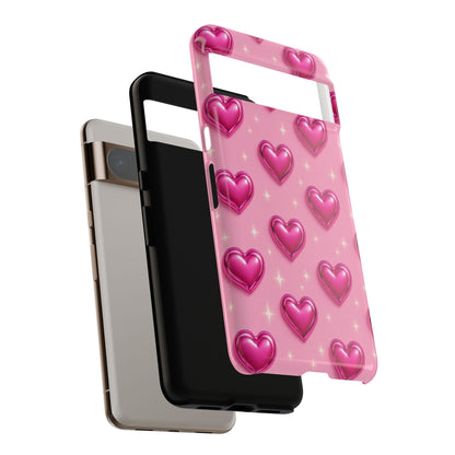 Pink Heart Pattern Phone Case | Tough Protective Case for Iphone, Samsung Galaxy and Pixel