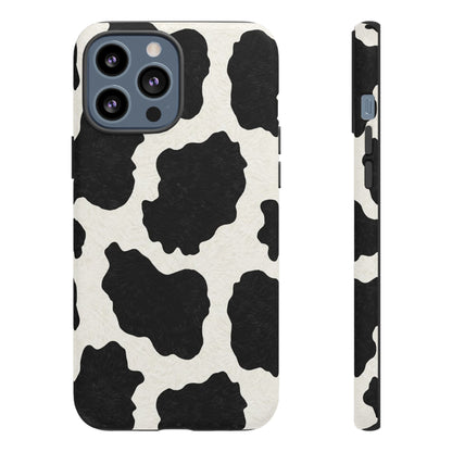 Black & White Cow Print Phone Case | Western Aesthetic iPhone & Samsung Tough Case