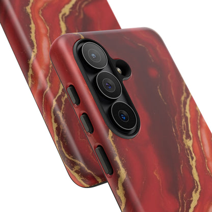 Red Agate Marble Phone Case – Gold Vein Luxury Stone Tough Case (iPhone, Samsung, Pixel)