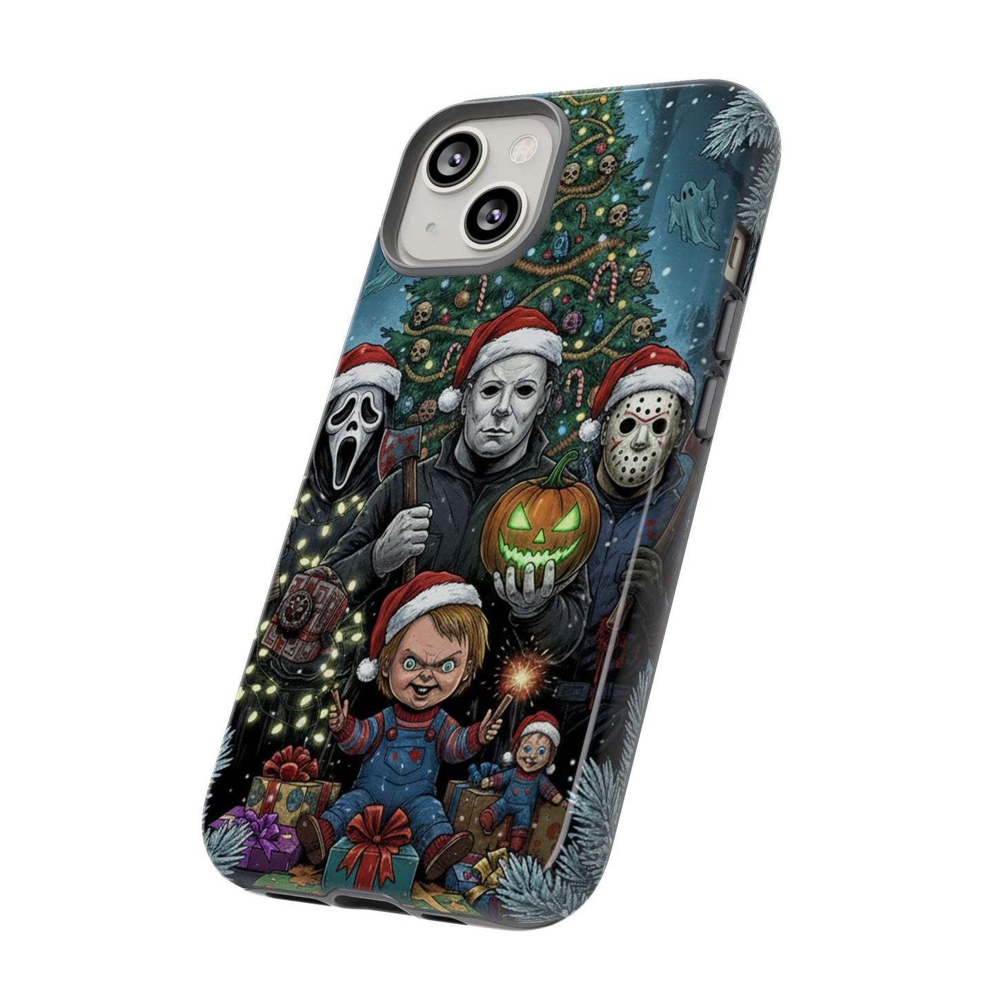 Christmas Horror Phone Case – Festive Slasher Collage Tough Case (iPhone, Samsung, Pixel)