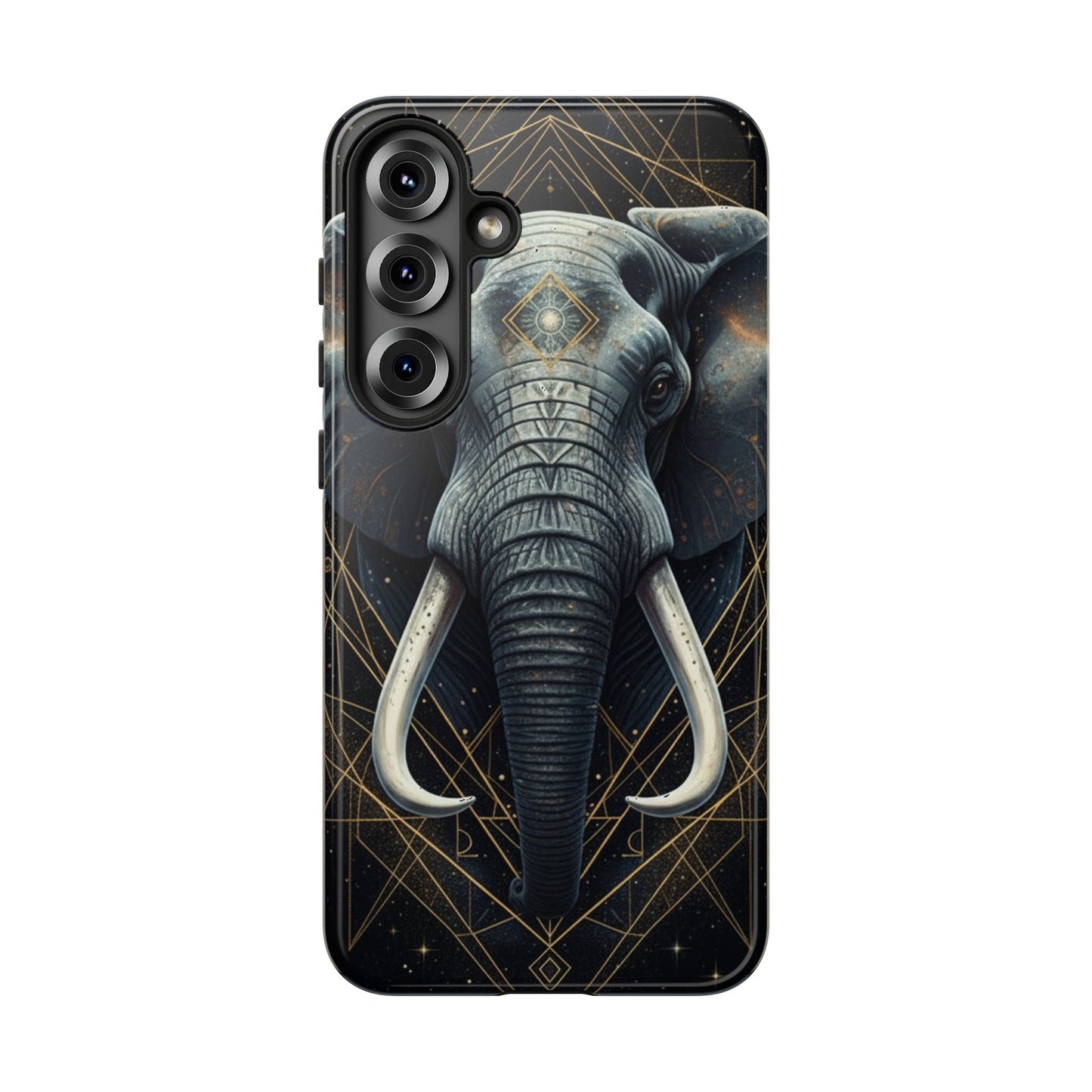 Elephant Mandala Phone Case – Black and Gold Spiritual Elephant Tough Protective Case