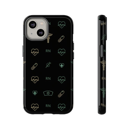 RN Nurse Phone Case – Minimal Medical Icon Pattern Healthcare Worker Tough Case