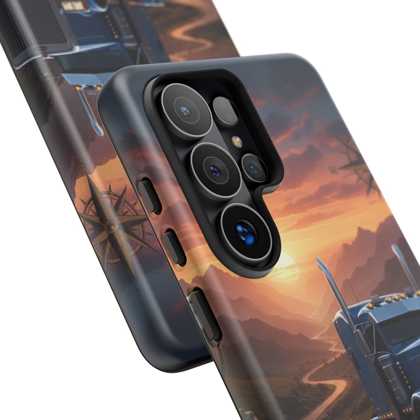 Semi Truck Sunset Phone Case | Trucker Gift | Diesel Truck Highway Road iPhone & Samsung Tough Protective Case