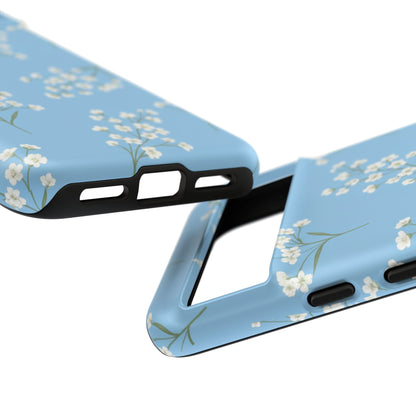 Baby’s Breath Floral Phone Case – Blue Minimal Flower Aesthetic Tough Case