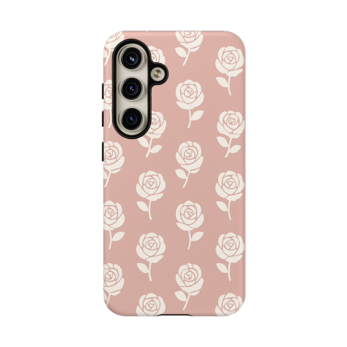 White Rose Pattern Tough Phone Case | Elegant Floral Aesthetic Case for Iphone, Samsung Galaxy and Pixel
