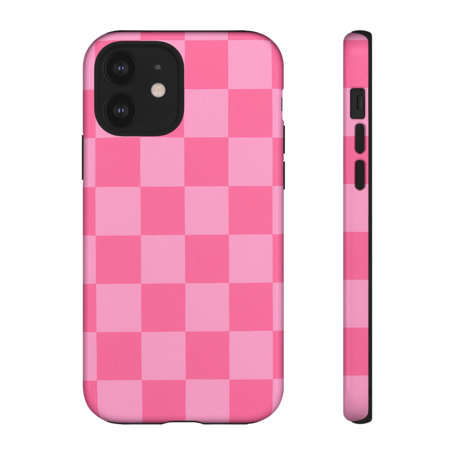 Pink Checkerboard Phone Case – Cute Aesthetic Tough Case for iPhone & Samsung