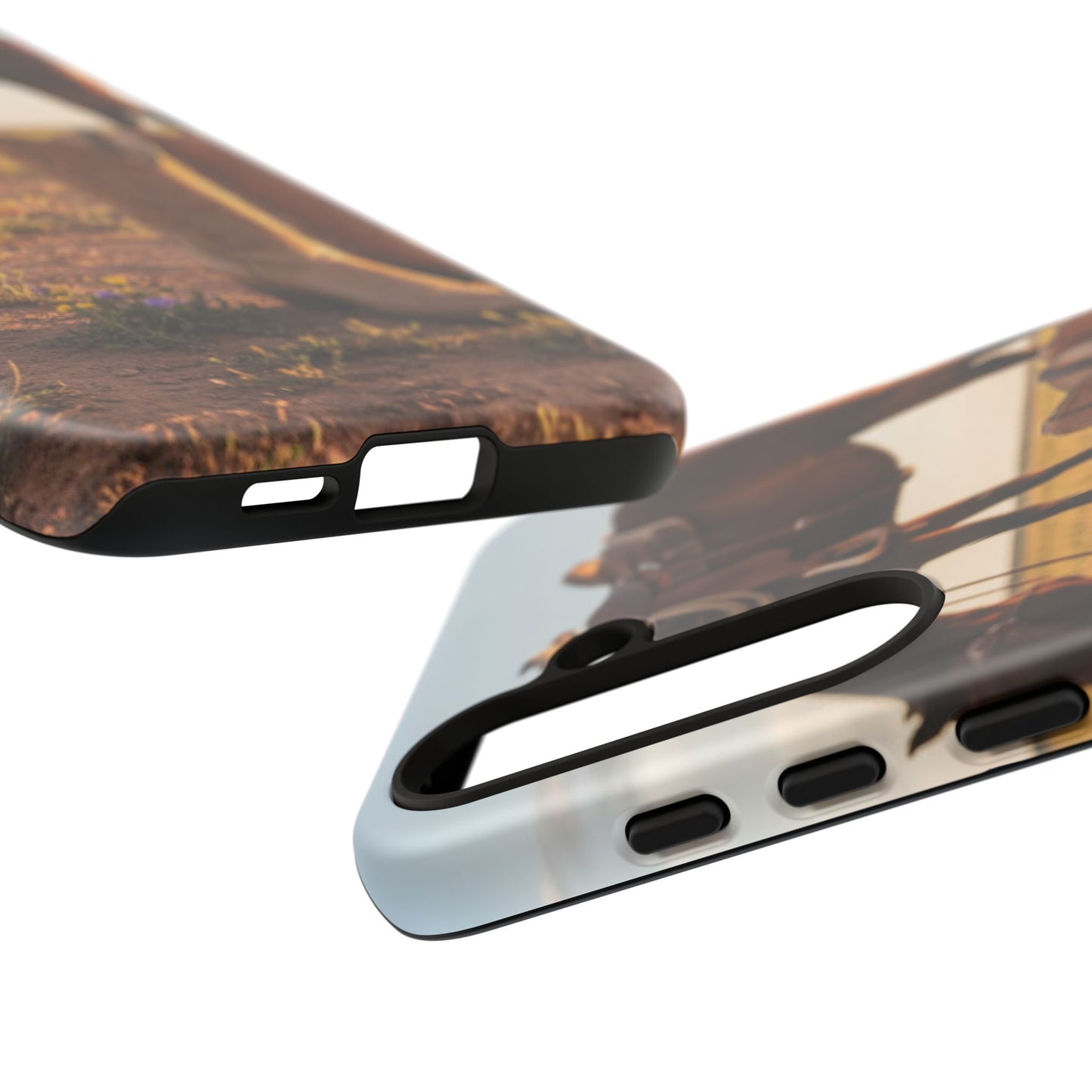 Western Cowboy Boots Phone Case – Rustic Horse Sunset Tough Case (iPhone, Samsung, Pixel)