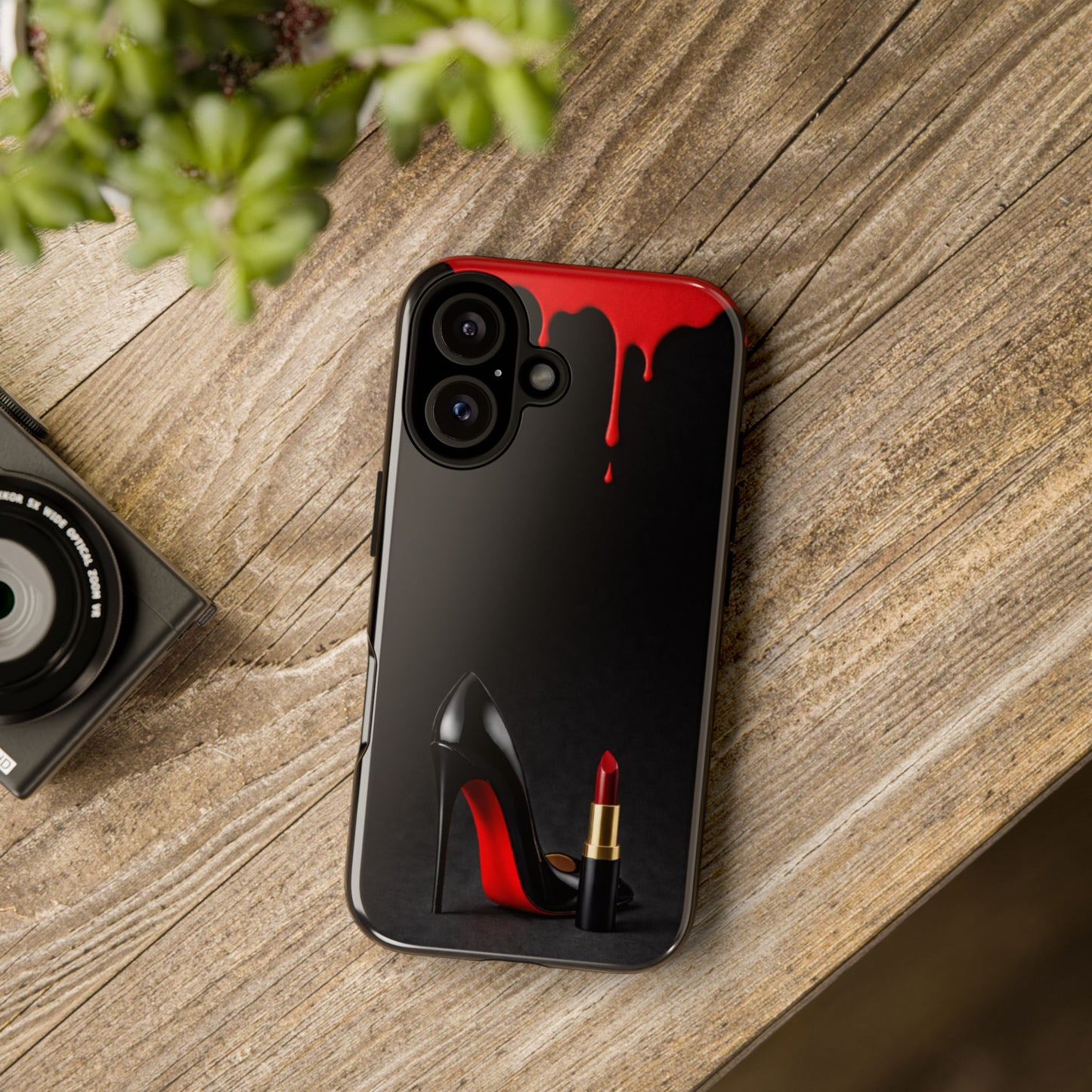 Dark Feminine Red Drip Phone Case – Gothic Glam Tough Cover