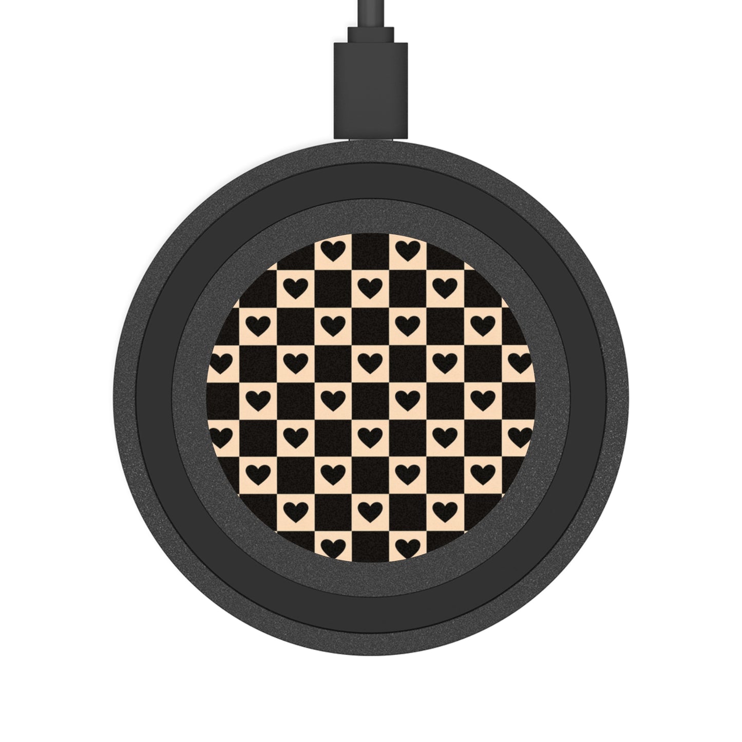 Wireless Charging Pad — Checker Heart Pattern Qi Charger