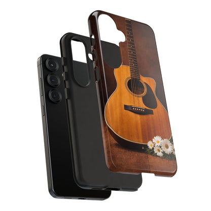 Acoustic Guitar Daisy Phone Case | Rustic Music Lover Tough Cover
