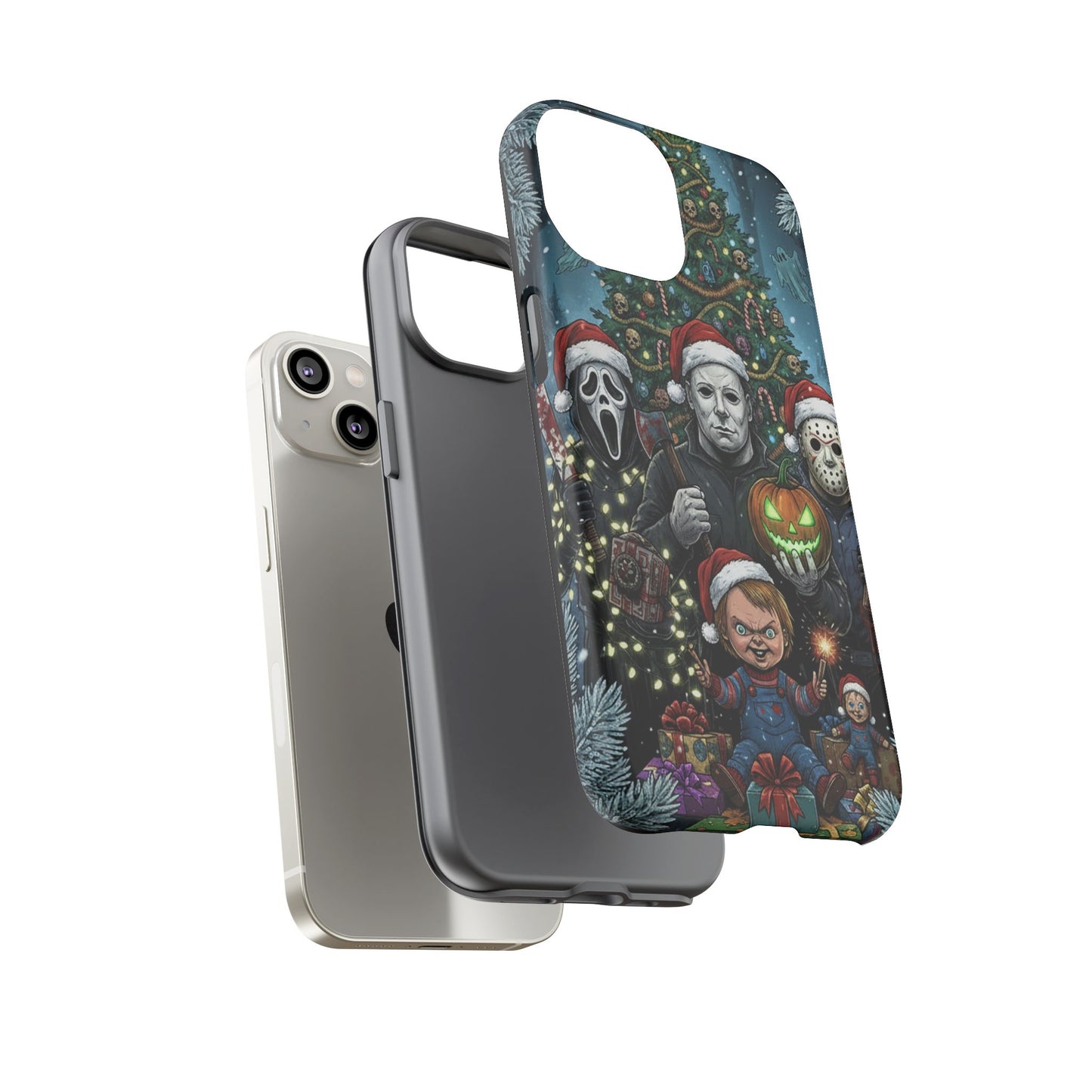 Christmas Horror Phone Case – Festive Slasher Collage Tough Case (iPhone, Samsung, Pixel)