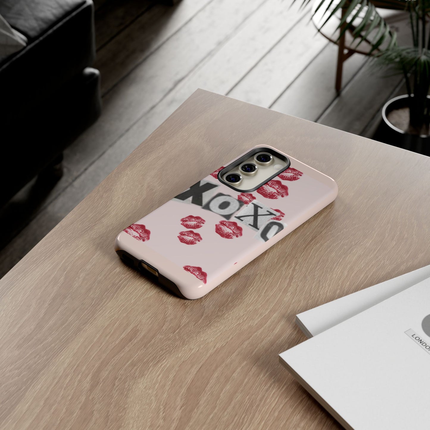 XOXO Kiss Print Phone Case | Coquette Valentine Aesthetic | Cute Pink Lipstick Kiss Tough Case for iPhone & Samsung