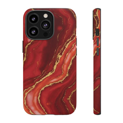 Red Agate Marble Phone Case – Gold Vein Luxury Stone Tough Case (iPhone, Samsung, Pixel)