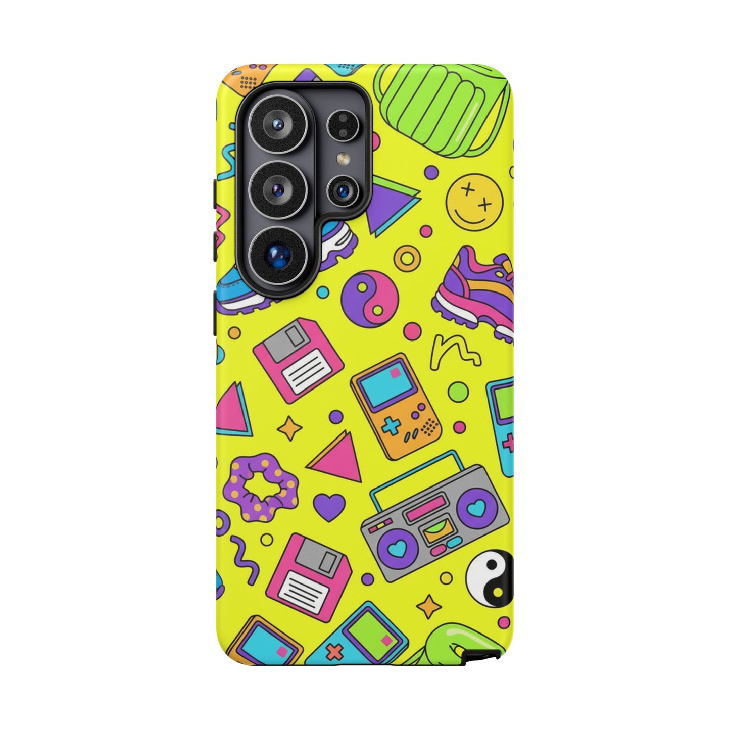 90s Retro Neon Phone Case – Y2K Nostalgia Colorful Icons Tough Protective Case