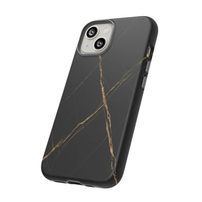 Black Marble Phone Case with Gold Veins | Minimal Luxury Tough Case