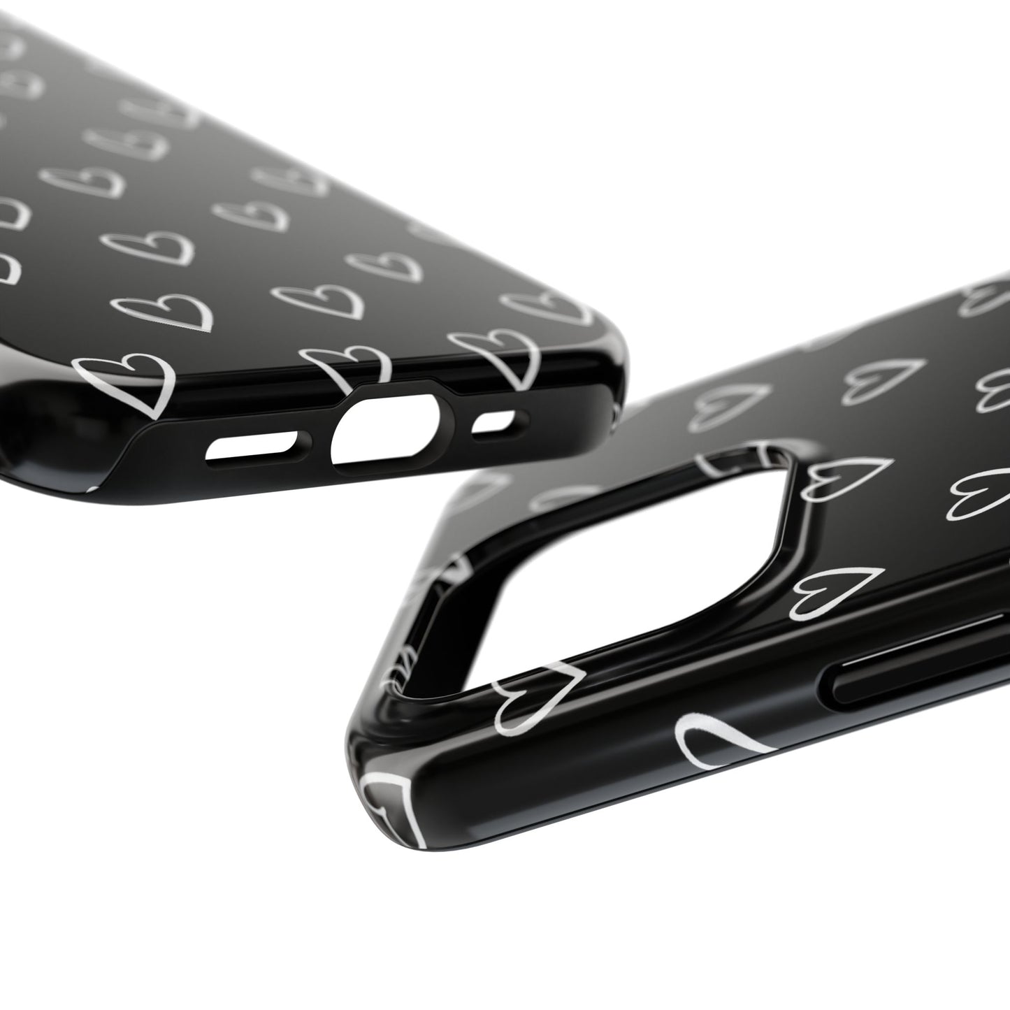 Doodle Heart Phone Case – Minimal Black & White Heart Pattern | Tough Protective Case