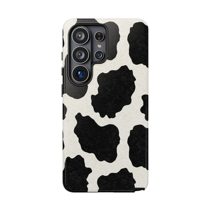 Black & White Cow Print Phone Case | Western Aesthetic iPhone & Samsung Tough Case