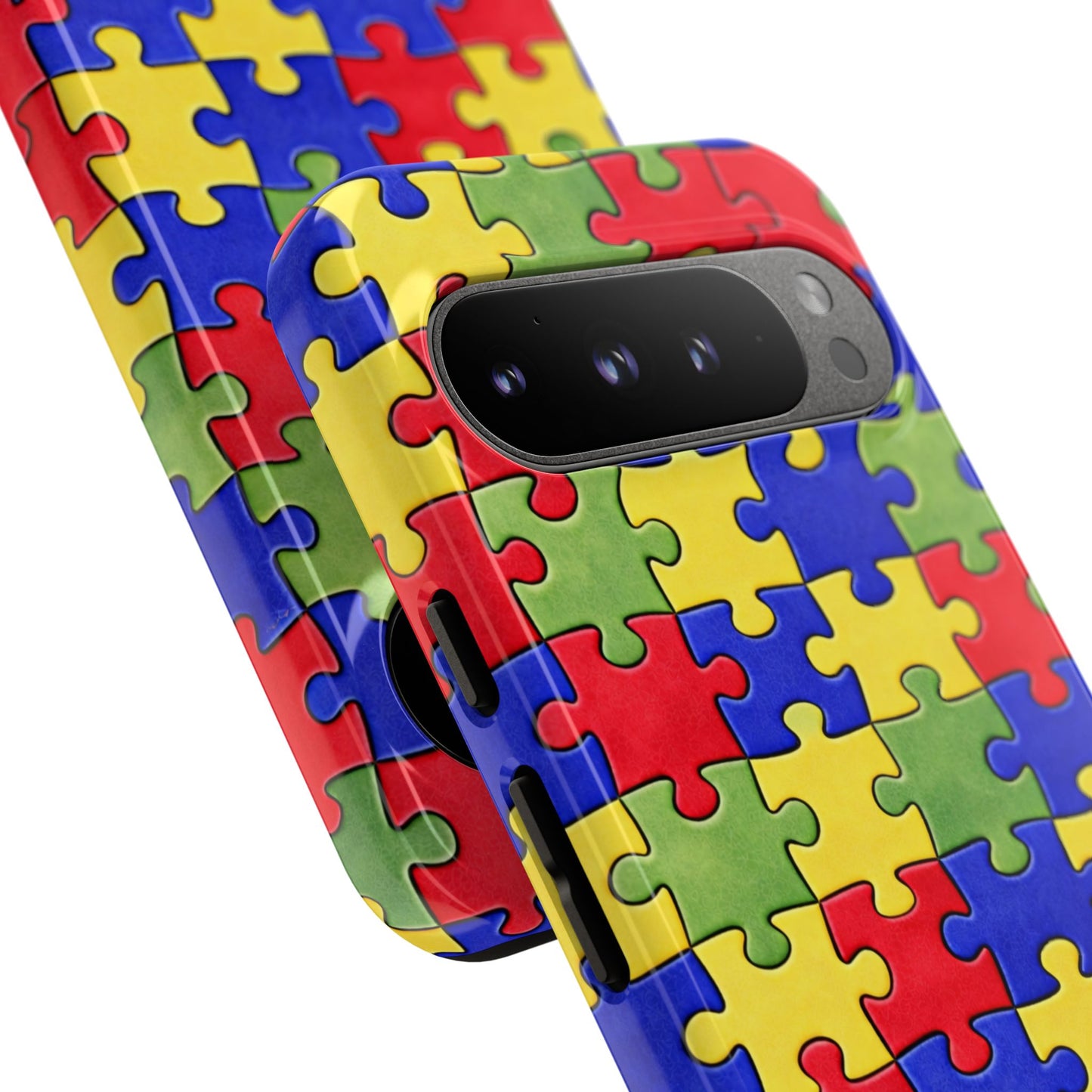 Colorful Puzzle Phone Case, Autism Awareness Jigsaw Design, Tough Protective Case, iPhone & Samsung Case, Vibrant Puzzle Pattern