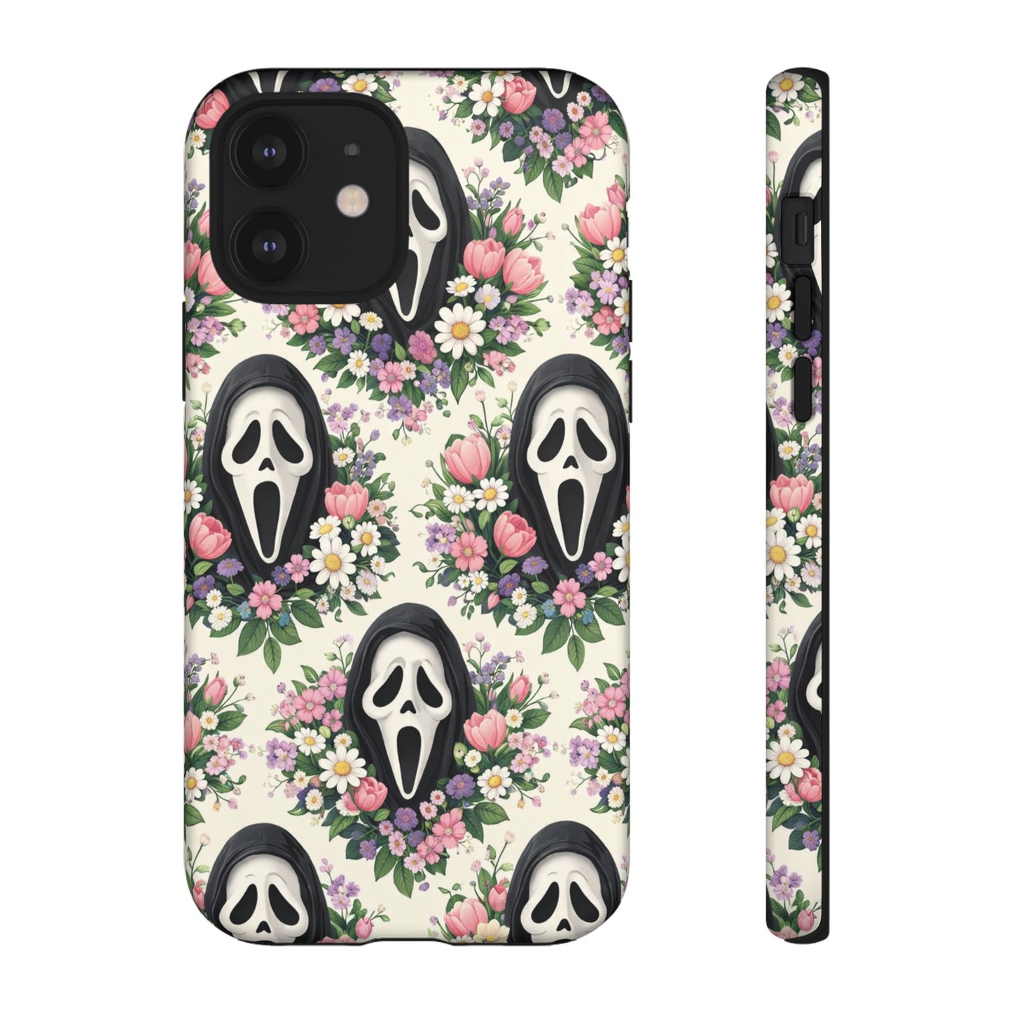 Floral Ghost Face Aesthetic Phone Case – Cute Spooky Tough Cover