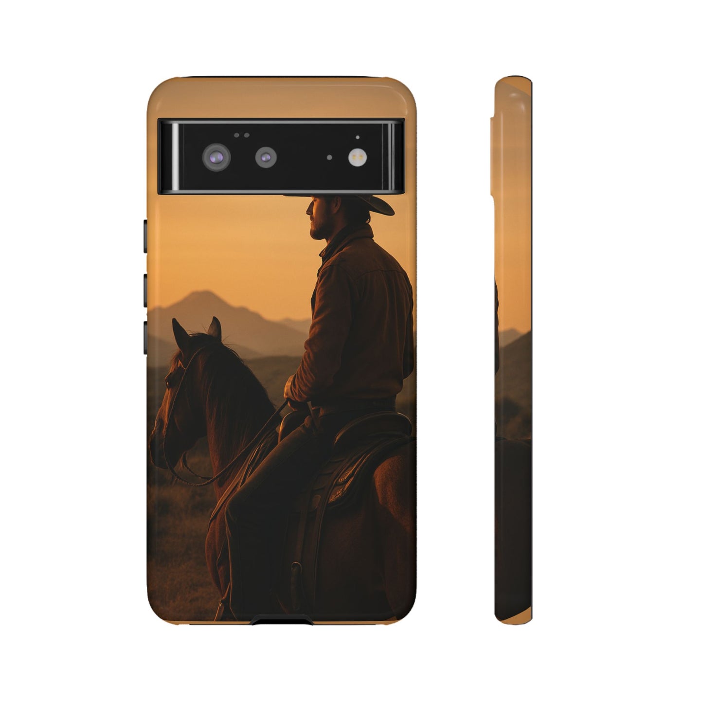 Western Cowboy Sunset Phone Case | Horse Rider Desert Aesthetic Tough Protective Case