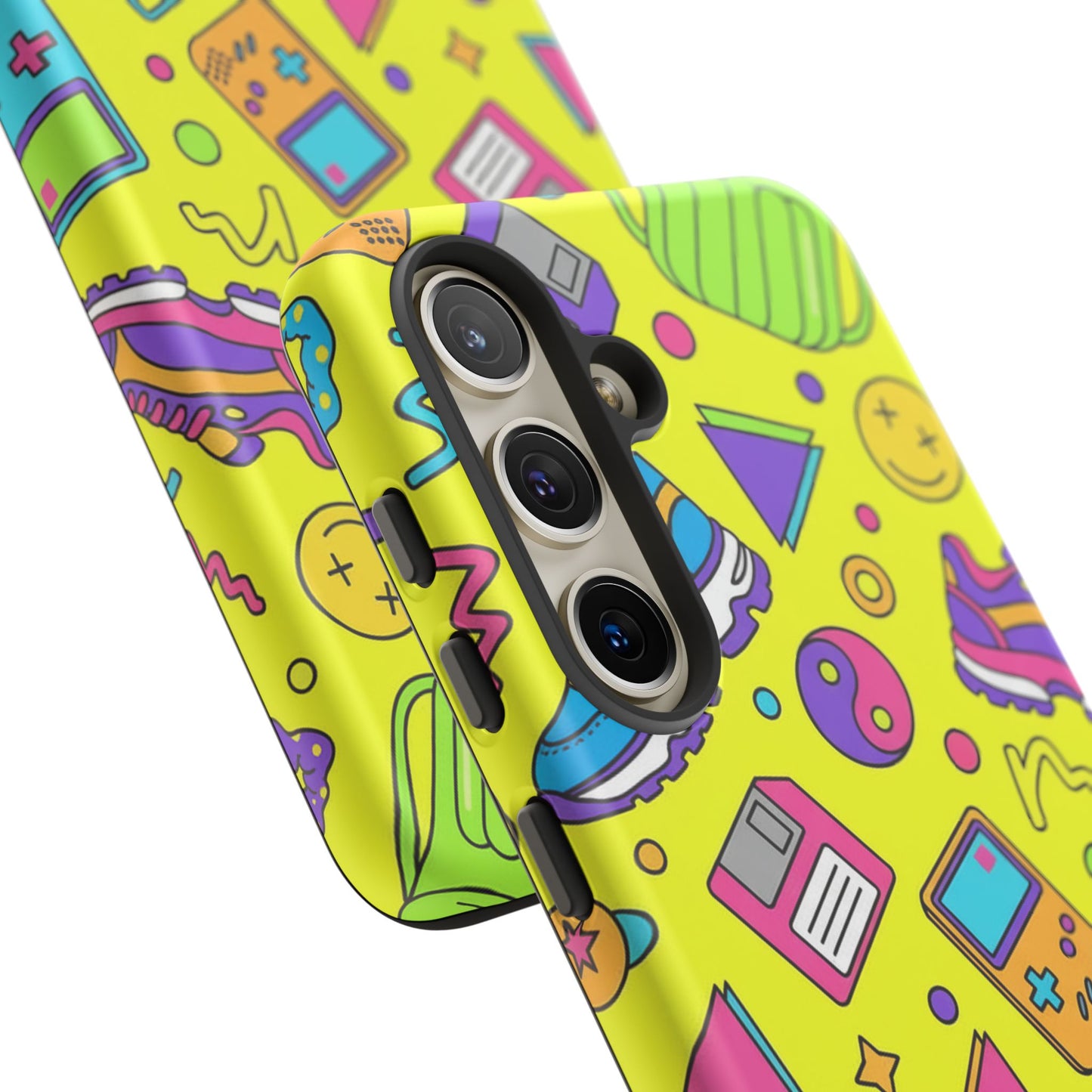 90s Retro Neon Phone Case – Y2K Nostalgia Colorful Icons Tough Protective Case