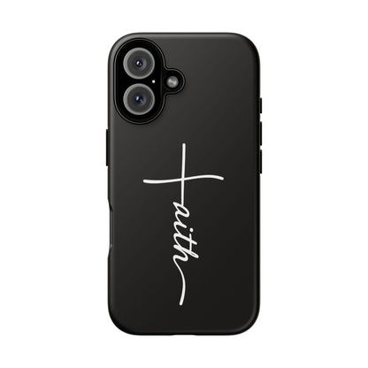 Faith Cross Phone Case, Christian Aesthetic Minimalist Black Matte Case, Religious Gift iPhone Samsung Cover