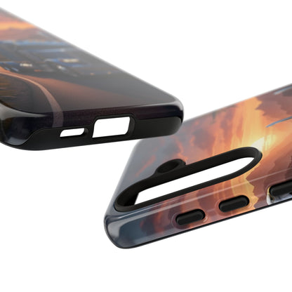 Semi Truck Sunset Phone Case | Trucker Gift | Diesel Truck Highway Road iPhone & Samsung Tough Protective Case