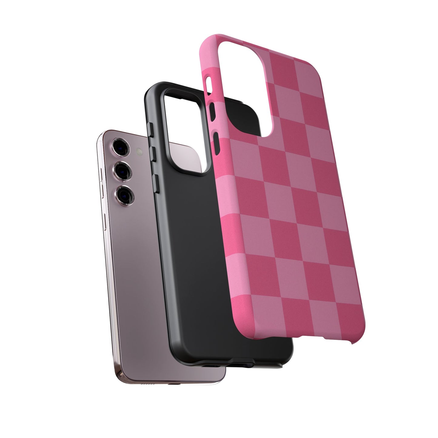 Pink Checkerboard Phone Case – Cute Aesthetic Tough Case for iPhone & Samsung