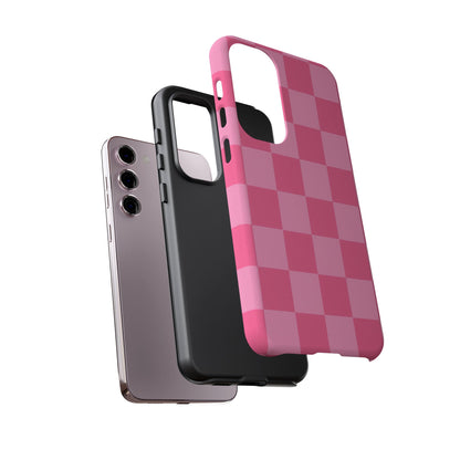 Pink Checkerboard Phone Case – Cute Aesthetic Tough Case for iPhone & Samsung