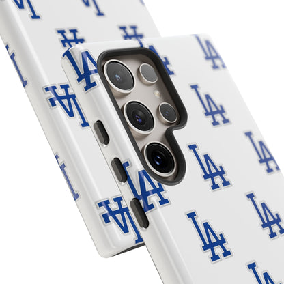 Blue LA Monogram Pattern Phone Case | Minimal Baseball Inspired Tough Cover
