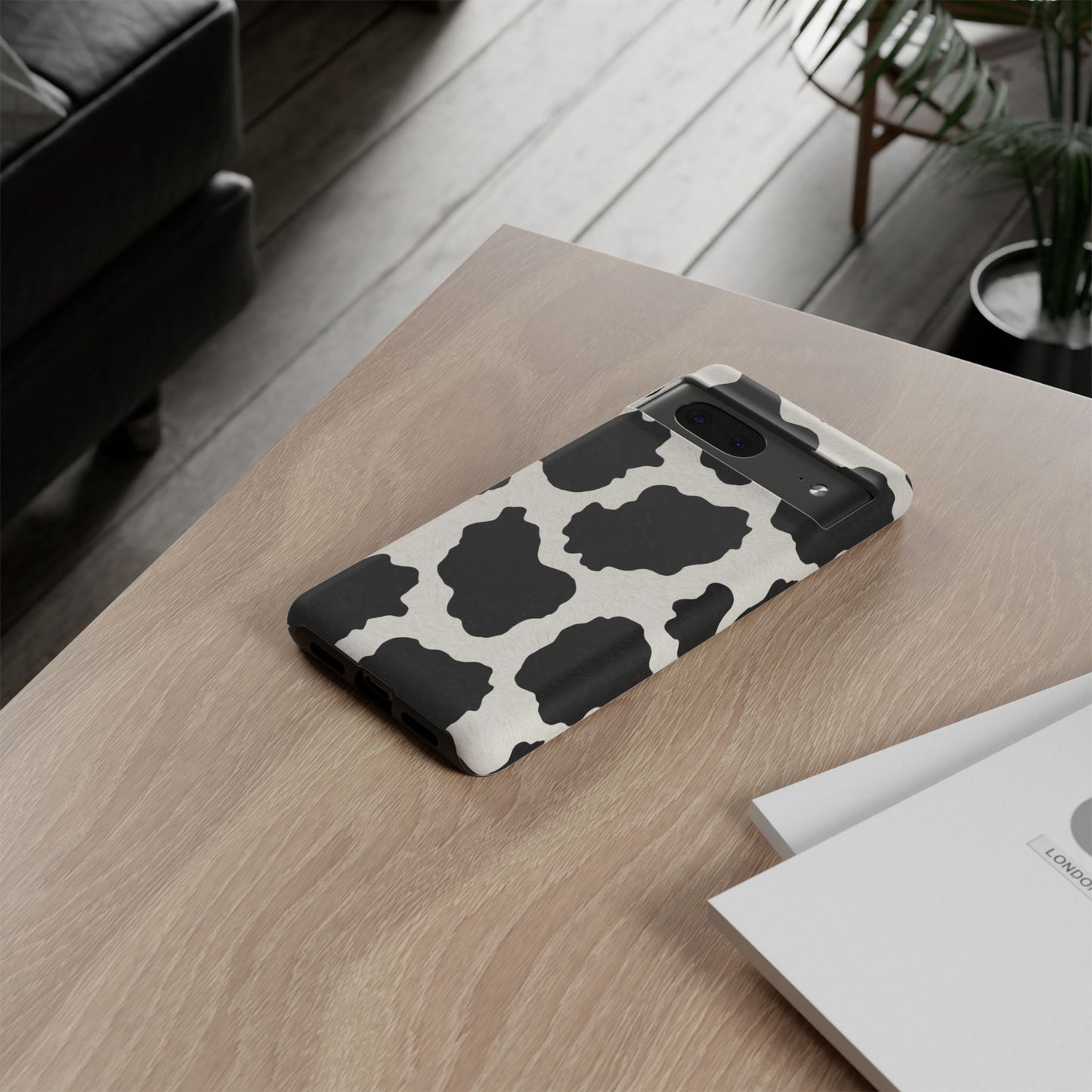 Black & White Cow Print Phone Case | Aesthetic Tough Protective Case