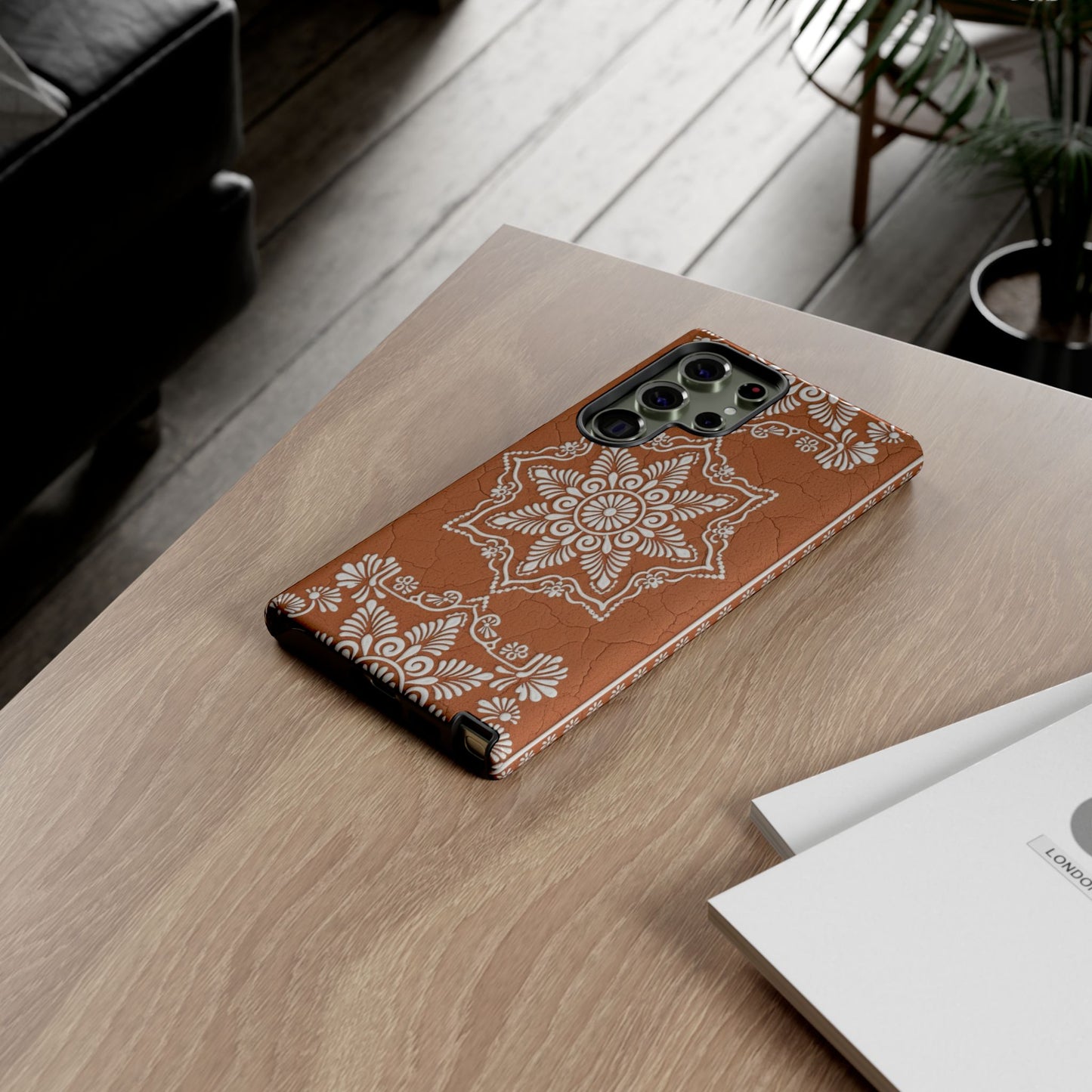 Talavera Terracotta Phone Case | Mexican Floral Pattern iPhone & Samsung Tough Case | Boho Clay Aesthetic Cover